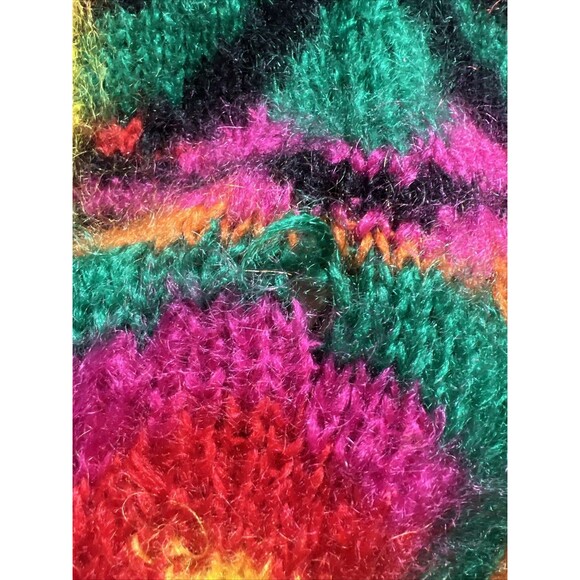 Vintage Classiques Mohair Acrylic Fuzzy Colorful Cardigan Sweater 80s Sz M - Picture 8 of 13
